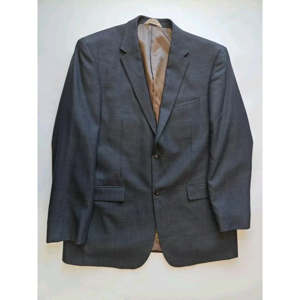Montefino Mens Super 120s Sports Coat 42R Navy Pinstripe Hand Tailored Italy